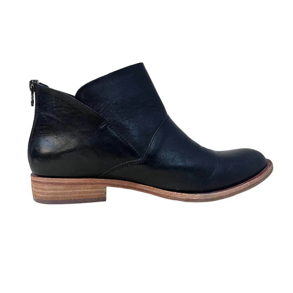 Kork-Ease Velma Ankle Boots Womens 9M Black Excellent Leather Back Zip‎ Low Heel